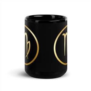VIRGO Glossy Black Zodiac Mug